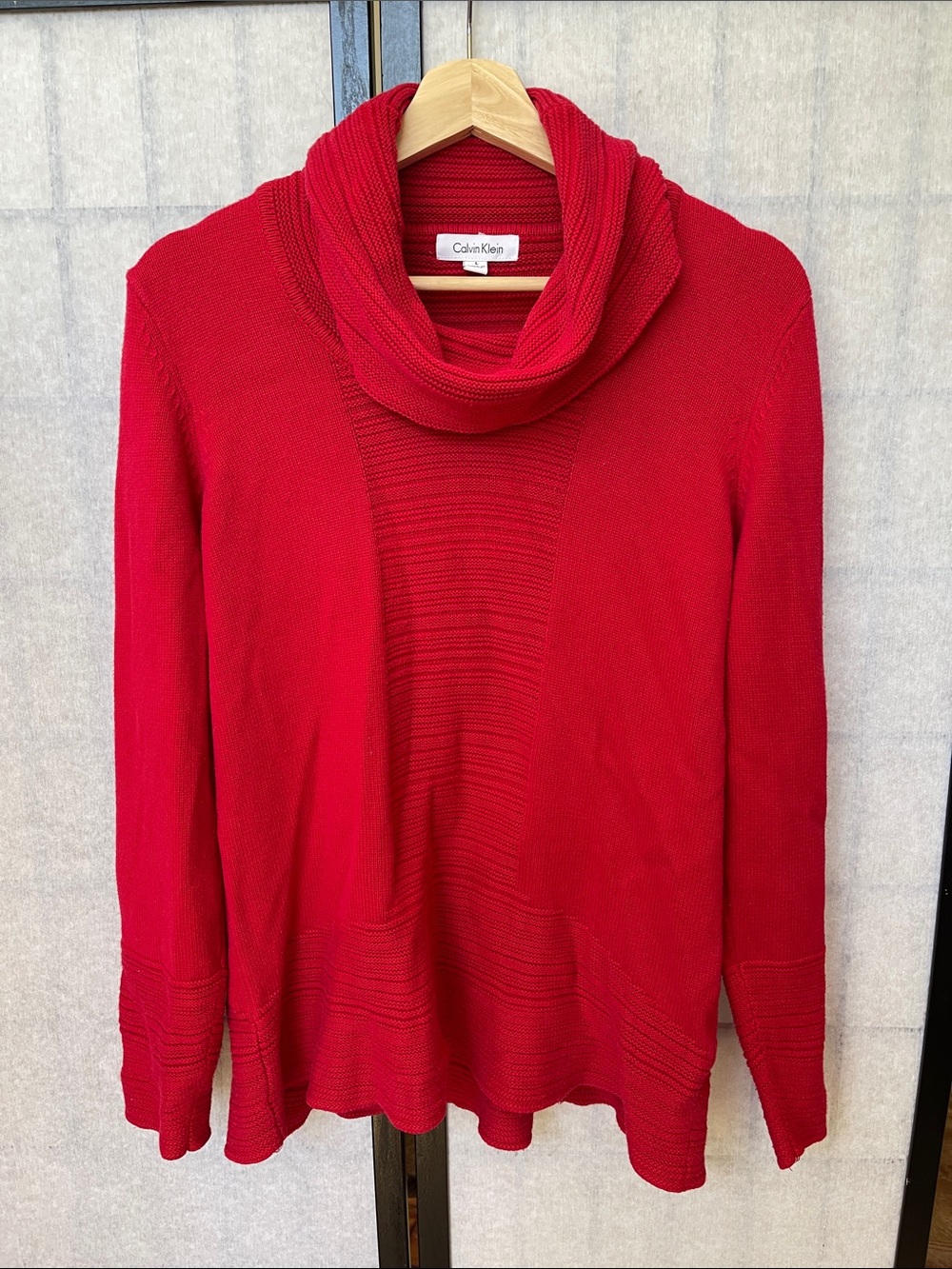 Calvin Klein Bright Red Cowl Neck Sweater